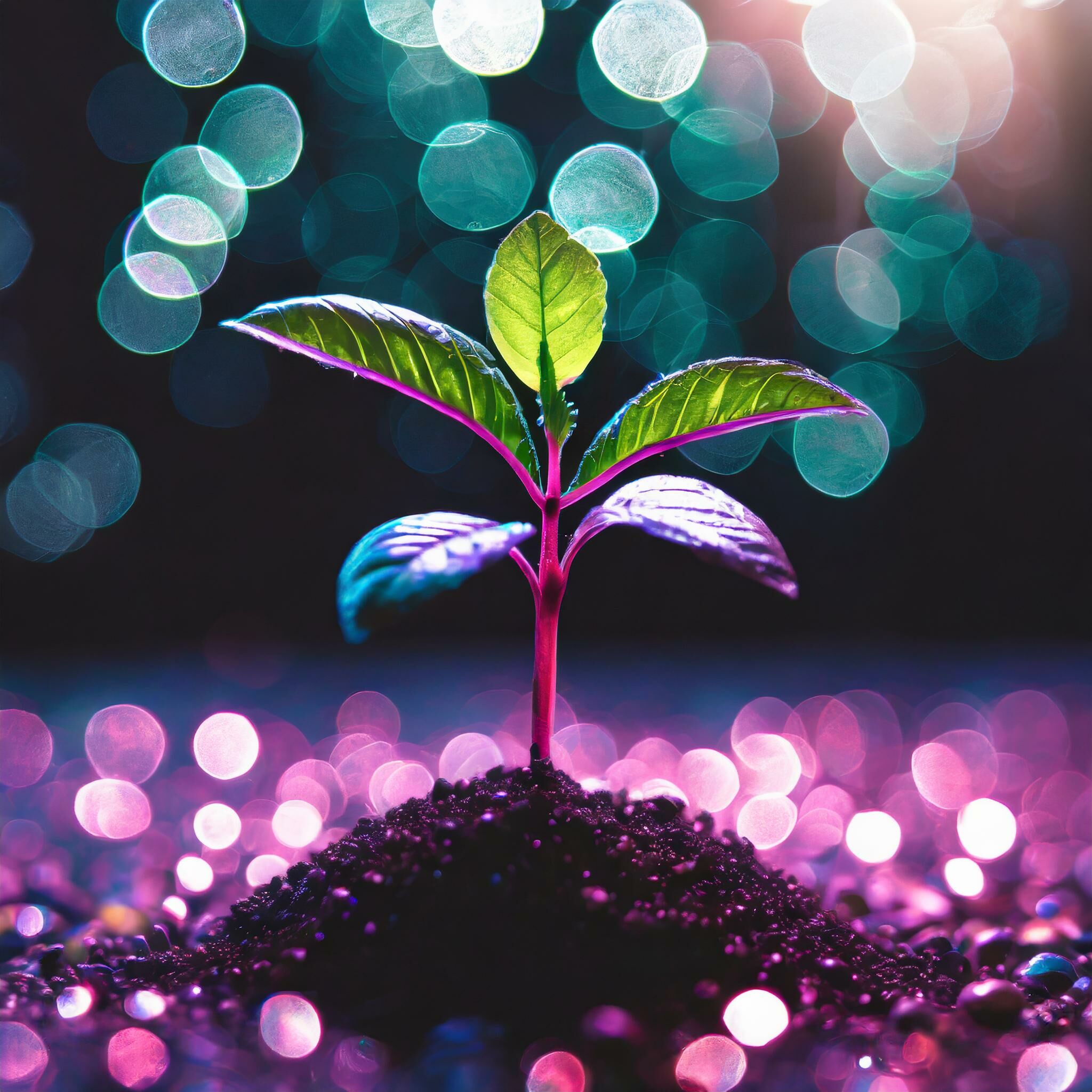 Junge Pflanze erhebt sich leuchtend aus dem Erdreich – steht für Innovation und Entwicklung in Contao 4.13.